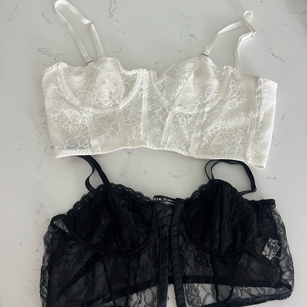 Calvin Klein Lace Bralette Duo - White & Black
